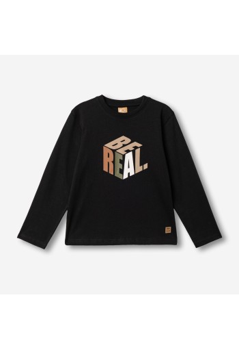 FUNKY Μπλούζα με Μακρύ Μανίκι "Be Real" 227-106100-3 Μαύρο