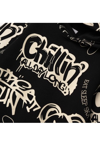 FUNKY Μπλούζα Φούτερ με Κουκούλα "Chillin'" 227-192108-3 Μαύρο FUNKY Μπλούζα Φούτερ με Κουκούλα "Chillin'" 227-192108-3 Μαύρο
