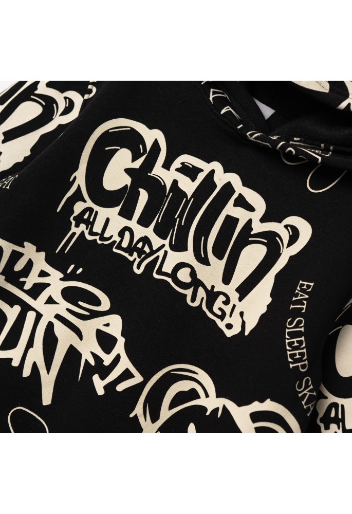 FUNKY Μπλούζα Φούτερ με Κουκούλα "Chillin'" 227-192108-3 Μαύρο FUNKY Μπλούζα Φούτερ με Κουκούλα "Chillin'" 227-192108-3 Μαύρο