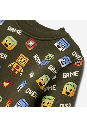 FUNKY Μπλούζα Φούτερ "Gamer" 227-392106-2 Χακί FUNKY Μπλούζα Φούτερ "Gamer" 227-392106-2 Χακί