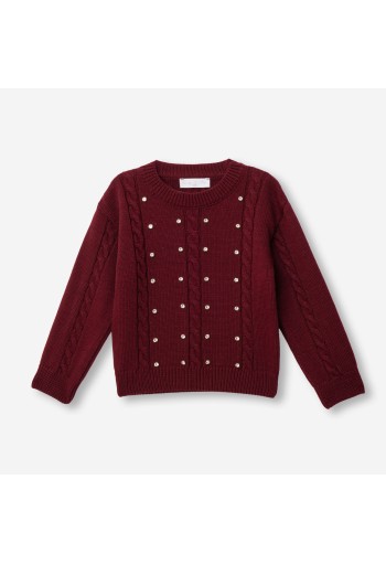 FUNKY Μπλούζα Πλεκτή με Στρας 227-710110-1 Merlot