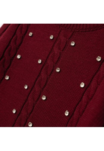 FUNKY Μπλούζα Πλεκτή με Στρας 227-710110-1 Merlot