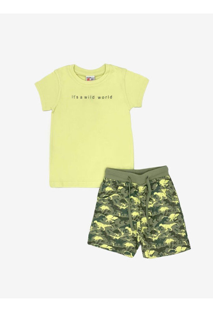 Funky Σετ Μπλούζα και Βερμούδα Wild world 124-301119-1 Λαχανί Funky Σετ Μπλούζα και Βερμούδα Wild world 124-301119-1 Λαχανί