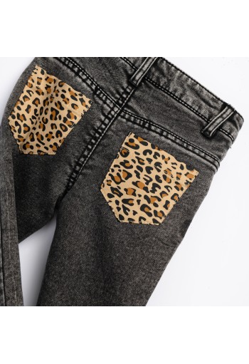 FUNKY Παντελόνι Τζιν Λύκρα Μαλακό Με Animal Print Λεπτομέρειες Στις Τσέπες 226-712101-1 Black