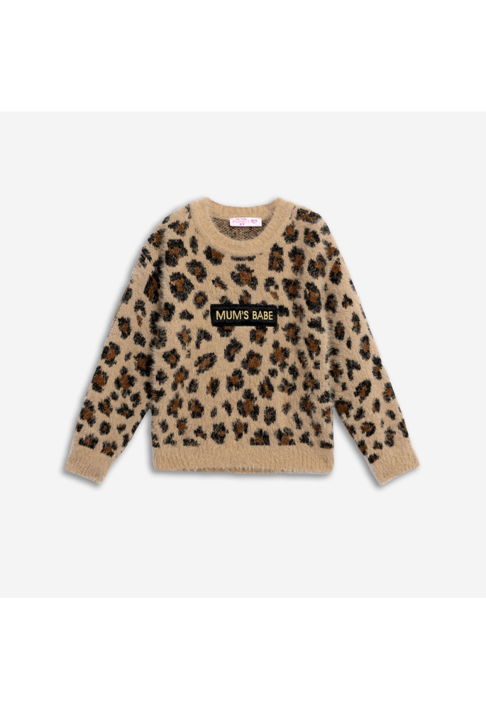 FUNKY Πουλόβερ Animal Print Mum’s Babe 226-710106-1 Λεοπάρ FUNKY Πουλόβερ Animal Print Mum’s Babe 226-710106-1 Λεοπάρ