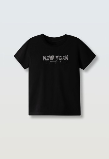 Hashtag Μπλούζα Κοντό Μανίκι New York 266703 Μαύρο