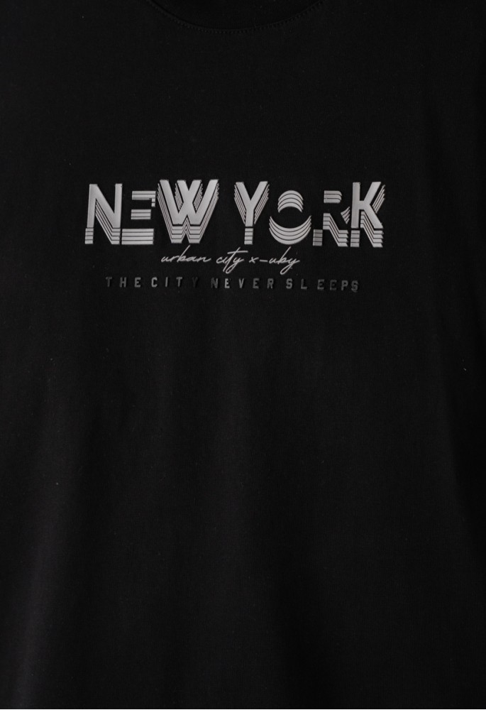 Hashtag Μπλούζα Κοντό Μανίκι New York 266703 Μαύρο Hashtag Μπλούζα Κοντό Μανίκι New York 266703 Μαύρο