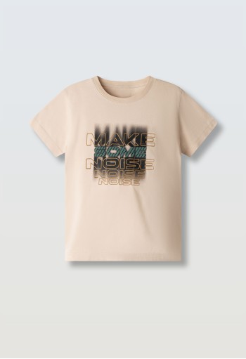 HASHTAG Μπλούζα με Κοντό Μανίκι "Make Some Noise" 266710 Μπεζ