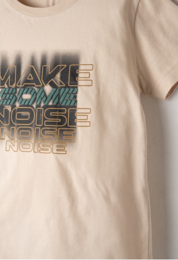 HASHTAG Μπλούζα με Κοντό Μανίκι "Make Some Noise" 266710 Μπεζ