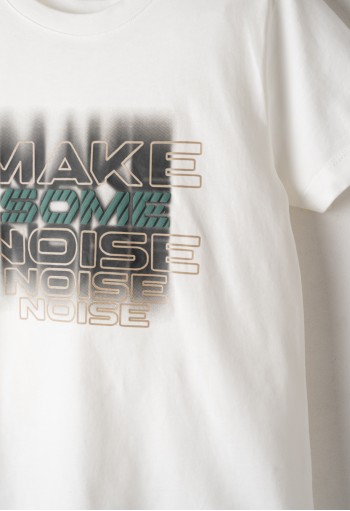 HASHTAG Μπλούζα με Κοντό Μανίκι "Make Some Noise" 266710 Λευκό
