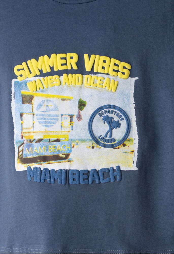 HASHTAG Σετ Μπλούζα με Κοντό Μανίκι και Σορτς "Summer Vibes" 266840 Μπλε