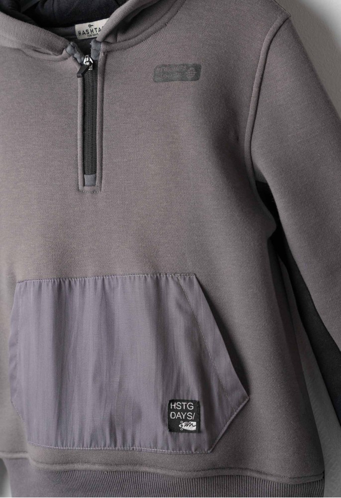 HASHTAG Σετ Μπλούζα Φούτερ με Κουκούλα Half Zip και Παντελόνι Φόρμας 267703 Γκρι HASHTAG Σετ Μπλούζα Φούτερ με Κουκούλα Half Zip και Παντελόνι Φόρμας 267703 Γκρι