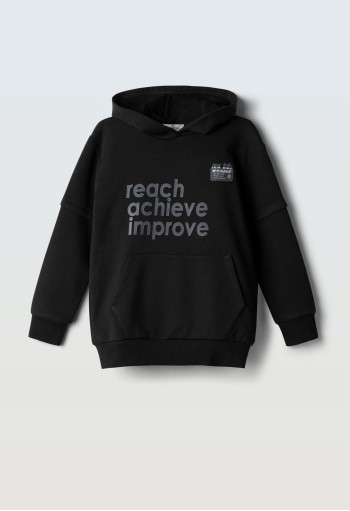 HASHTAG Μπλούζα Εποχιακή με Κουκούλα "Reach Achieve Improve" 267735 Ανθρακί 