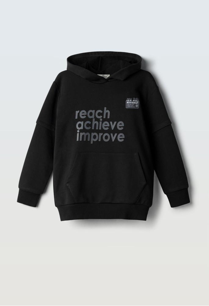 HASHTAG Μπλούζα Εποχιακή με Κουκούλα "Reach Achieve Improve" 267735 Ανθρακί 
