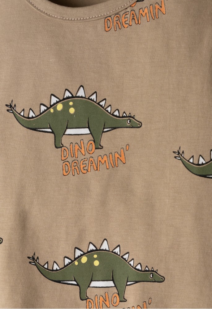HASHTAG Πιτζάμα Αμάνικη με Μάσκα Ύπνου "Dino Dreamin" H-630 Καφέ HASHTAG Πιτζάμα Αμάνικη με Μάσκα Ύπνου "Dino Dreamin" H-630 Καφέ