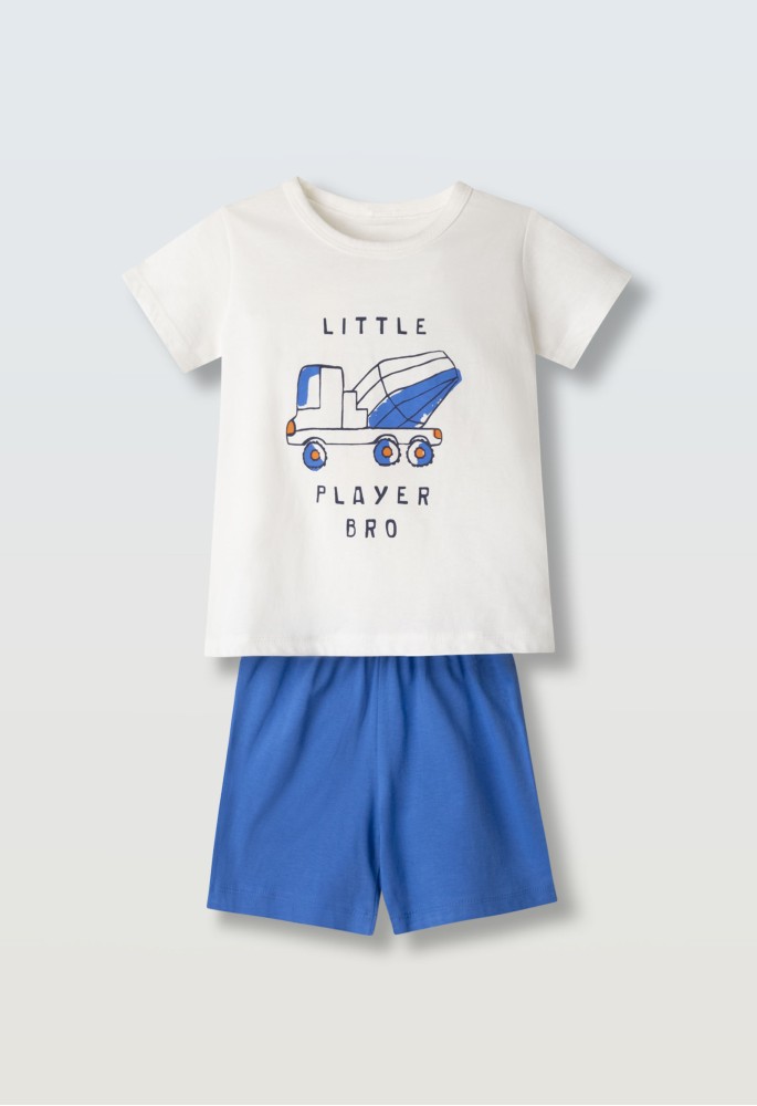 HASHTAG Πιτζάμα με Μάσκα Ύπνου "Little Player" H-634 Λευκό-Μπλε HASHTAG Πιτζάμα με Μάσκα Ύπνου "Little Player" H-634 Λευκό-Μπλε