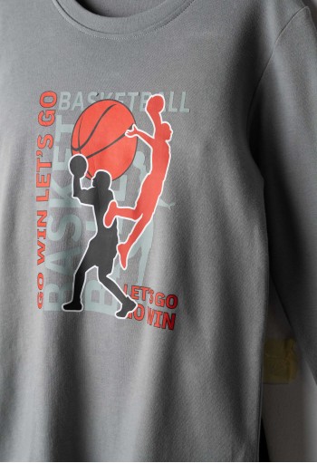 HASHTAG Πιτζάμα με Μάσκα Ύπνου "Basketball" H-711 Γκρι HASHTAG Πιτζάμα με Μάσκα Ύπνου "Basketball" H-711 Γκρι