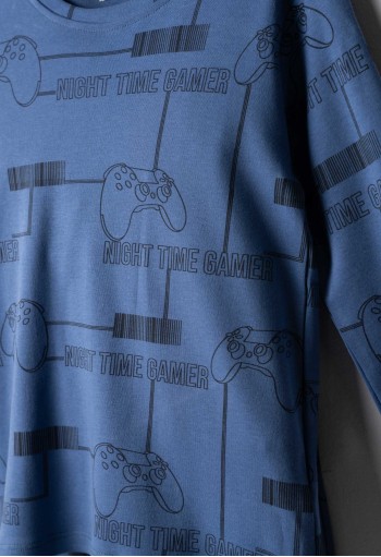 HASHTAG Πιτζάμα με Μάσκα Ύπνου "Night Time Gamer" H-715 Μπλε HASHTAG Πιτζάμα με Μάσκα Ύπνου "Night Time Gamer" H-715 Μπλε
