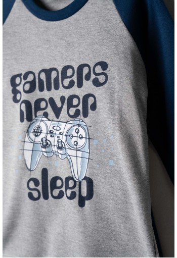 HASHTAG Πιτζάμα με Μάσκα Ύπνου "Gamers Never Sleep" H-723 Μπλε Σκούρο-Γκρι HASHTAG Πιτζάμα με Μάσκα Ύπνου "Gamers Never Sleep" H-723 Μπλε Σκούρο-Γκρι