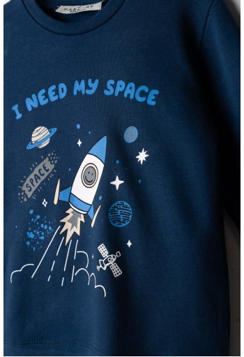 HASHTAG Πιτζάμα με Μάσκα Ύπνου "I Need My Space" H-724 Σκούρο Μπλε HASHTAG Πιτζάμα με Μάσκα Ύπνου "I Need My Space" H-724 Σκούρο Μπλε
