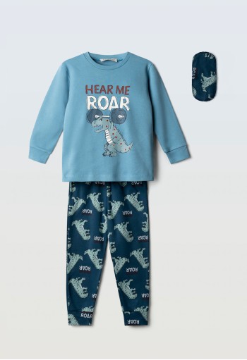 HASHTAG Πιτζάμα με Μάσκα Ύπνου "Roar" H-725 Μπλε