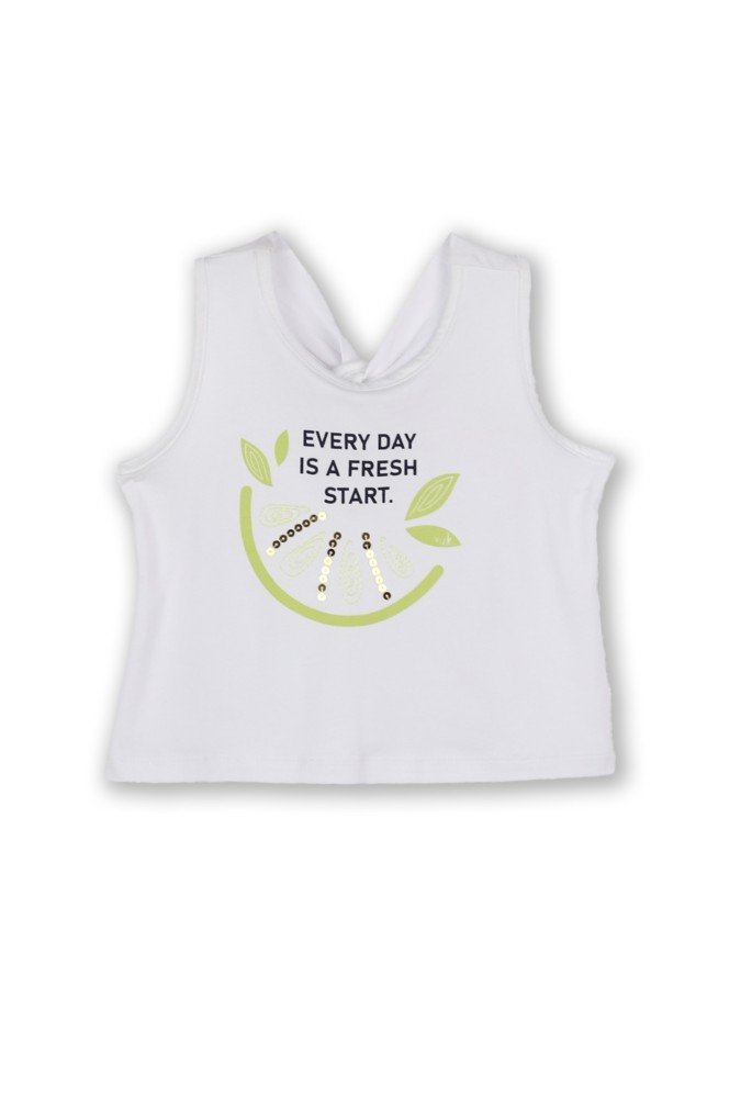 Nek Σετ Μπλούζα Αμάνικη και Σορτς Every Day Is A Fresh Start 31925 Λευκό-Λαχανί