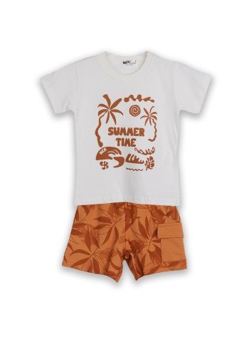 Nek Σετ Μπλούζα και Βερμούδα Summer Time 43325 Εκρού Nek Σετ Μπλούζα και Βερμούδα Summer Time 43325 Εκρού