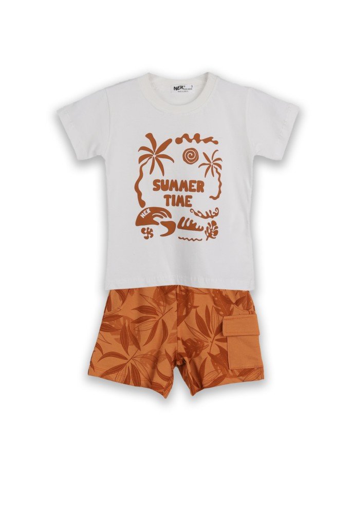 Nek Σετ Μπλούζα και Βερμούδα Summer Time 43325 Εκρού