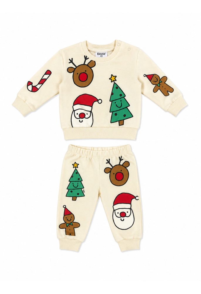 TRAX Σετ Εποχιακό Μπλούζα και Παντελόνι "Christmas" 50552 Cream TRAX Σετ Εποχιακό Μπλούζα και Παντελόνι "Christmas" 50552 Cream