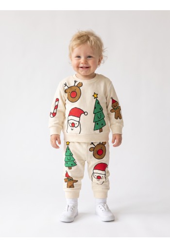 TRAX Σετ Εποχιακό Μπλούζα και Παντελόνι "Christmas" 50552 Cream TRAX Σετ Εποχιακό Μπλούζα και Παντελόνι "Christmas" 50552 Cream