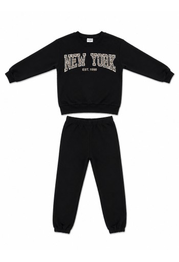 TRAX Σετ Μπλούζα Φούτερ και Παντελόνι Φόρμας "New York" 50625 Μαύρο