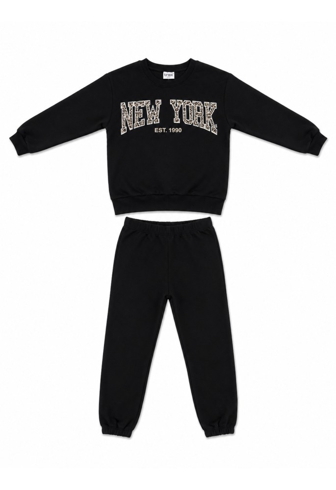 TRAX Σετ Μπλούζα Φούτερ και Παντελόνι Φόρμας "New York" 50625 Μαύρο TRAX Σετ Μπλούζα Φούτερ και Παντελόνι Φόρμας "New York" 50625 Μαύρο