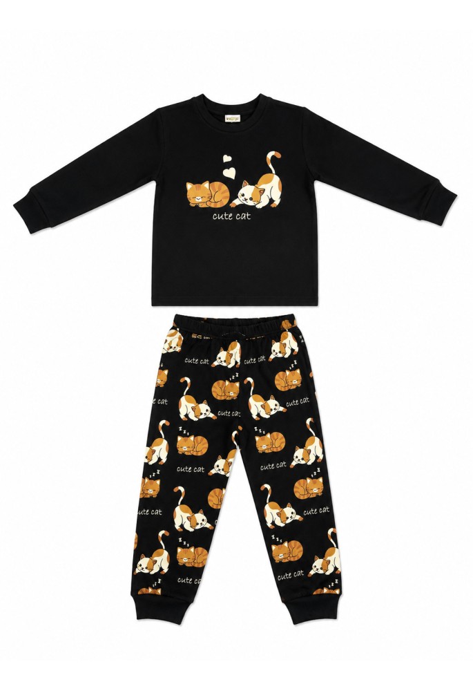 TRAX Πιτζάμα "Cute Cat" 50693 Μαύρο TRAX Πιτζάμα "Cute Cat" 50693 Μαύρο