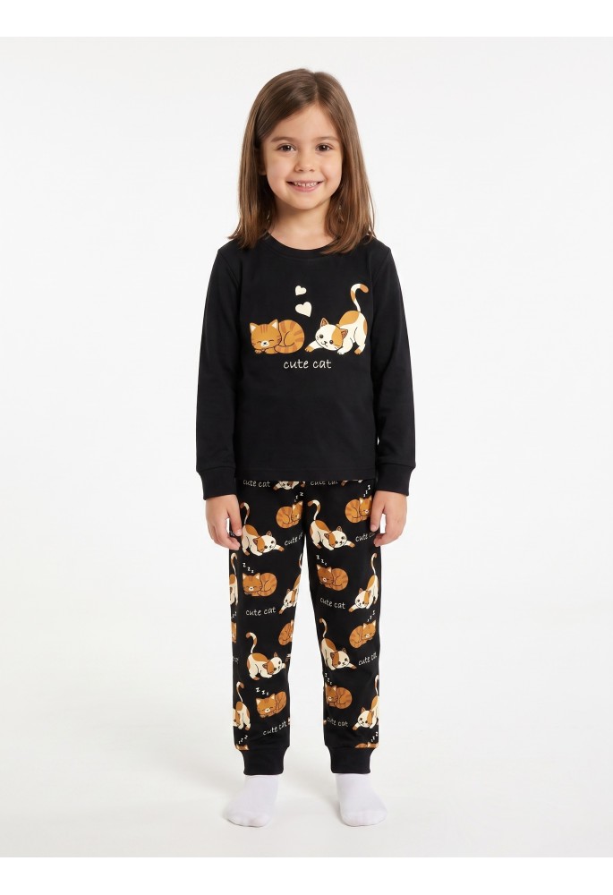 TRAX Πιτζάμα "Cute Cat" 50693 Μαύρο TRAX Πιτζάμα "Cute Cat" 50693 Μαύρο