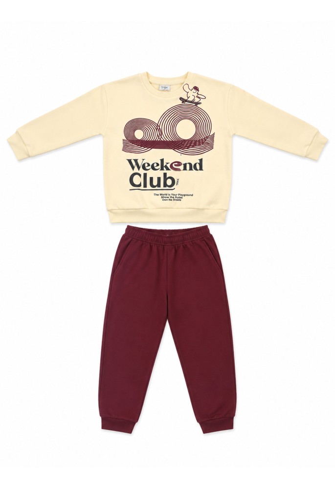 TRAX Σετ Μπλούζα Φούτερ και Παντελόνι Φόρμας "WEEKEND CLUB" 50823 Βανίλια TRAX Σετ Μπλούζα Φούτερ και Παντελόνι Φόρμας "WEEKEND CLUB" 50823 Βανίλια