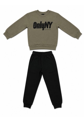 TRAX Σετ Μπλούζα Φούτερ και Παντελόνι Φόρμας "OnlyNY" 50824 Χακί