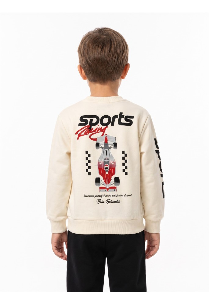 TRAX Σετ Μπλούζα Φούτερ και Παντελόνι Φόρμας "Racing" 50853 Βανίλια TRAX Σετ Μπλούζα Φούτερ και Παντελόνι Φόρμας "Racing" 50853 Βανίλια