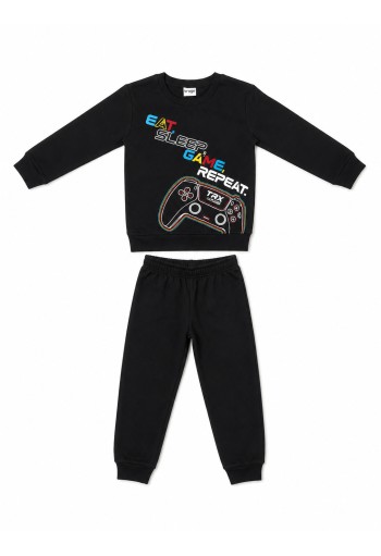 TRAX Πιτζάμα "Eat Sleap Game Repeat" 50893 Μαύρο