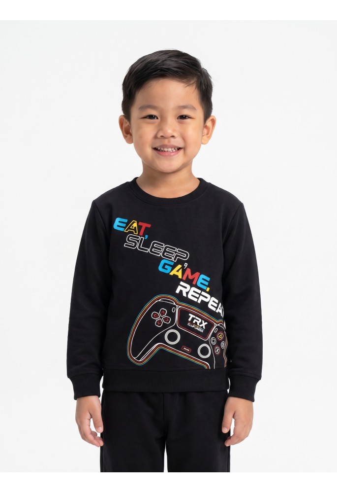 TRAX Πιτζάμα "Eat Sleap Game Repeat" 50893 Μαύρο TRAX Πιτζάμα "Eat Sleap Game Repeat" 50893 Μαύρο