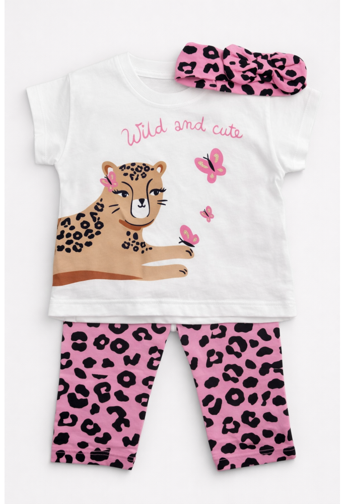 TRAX Σετ 3 Τμχ Μπλούζα-Κολάν-Κορδέλα Λέοπαρ "Wild and Cute" 49221 Λευκό TRAX Σετ 3 Τμχ Μπλούζα-Κολάν-Κορδέλα Λέοπαρ "Wild and Cute" 49221 Λευκό